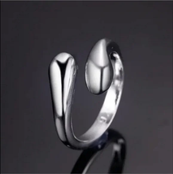 925 Sterling Silver Waterdrop Jewelry Set Bracelet Necklace Earrings and Ring - Picture 11 of 16